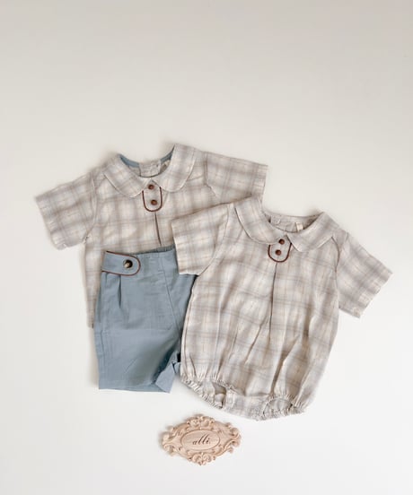 即納　OREN   check round collar set
