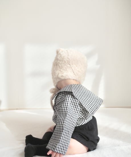 即納 mimi market Check sailor blouse