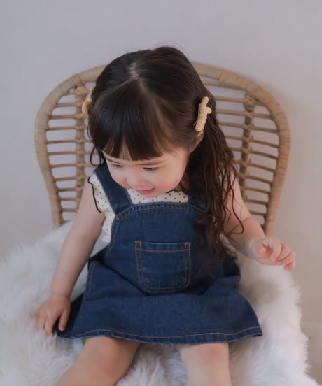 即納monbebe Bongbong denim suspender skirt