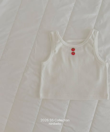 予約ninibello Tomato Button Sleeveless Top