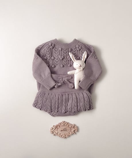 即納pon pon  ribbon knit skirt
