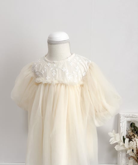 即納balloon sleeve tulle dress