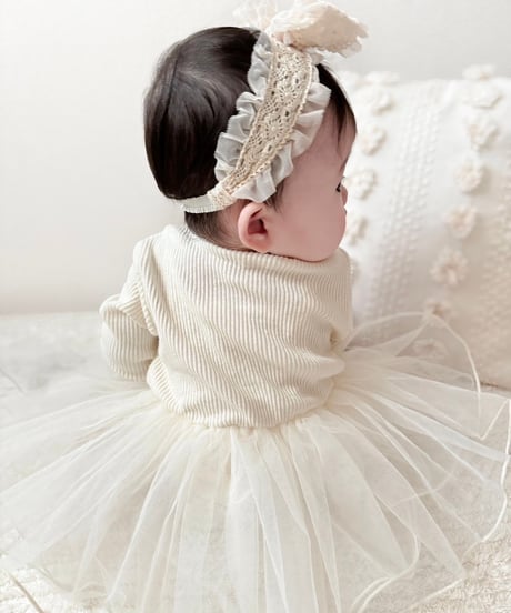即納volume tulle rompers
