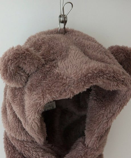 即納Mokomoko Bear Hood Scarf