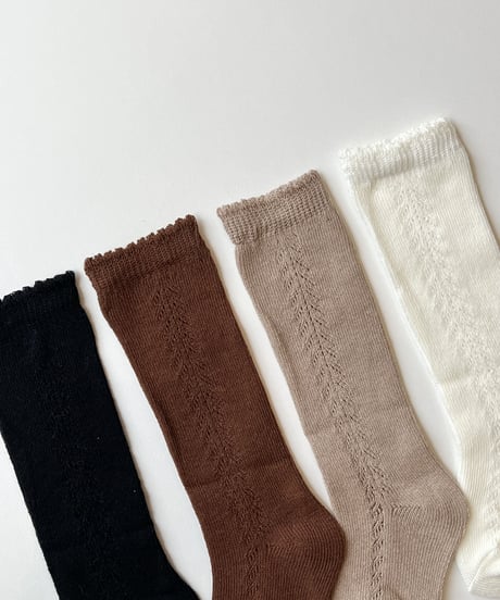即納baby openwork knee high socks
