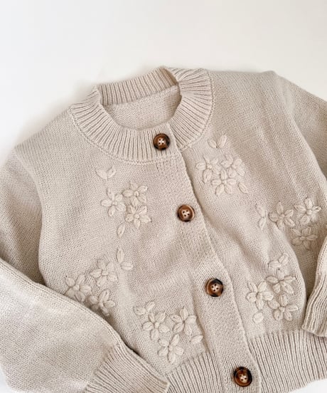 即納 flower stitch cardigan