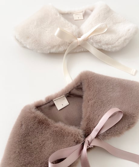 即納ribbon fur collar