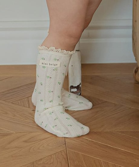 即納mini beige lace socks