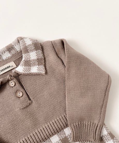 即納 plaid knit rompers