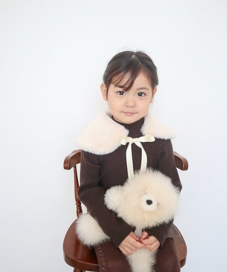 即納ribbon fur collar