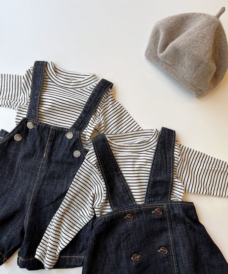 即納monbebe × alli   indigo denim salopette