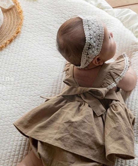 即納 m-kids  Linen frill suit