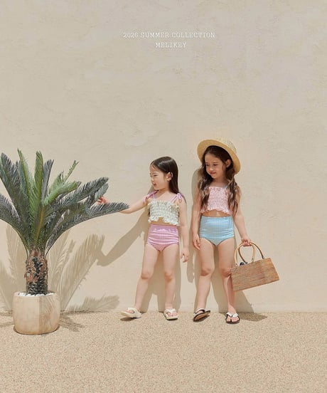 一部即納 melikey Lily check swim set