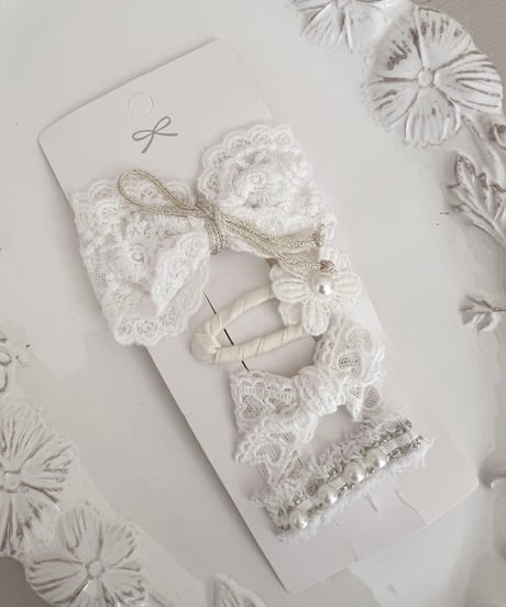 即納lace bloom hair clip set