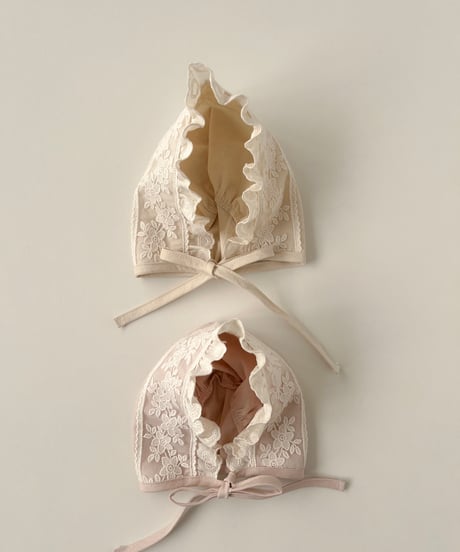 即納Heart lace bonnet