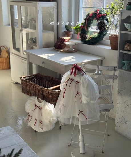 即納marron ribbon dress kids size