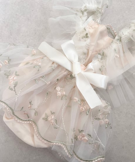 即納flower tulle apron rompers