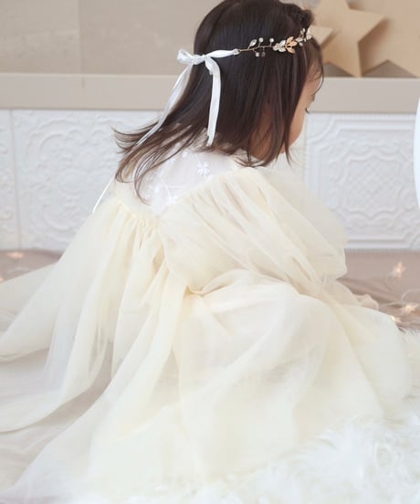 即納balloon sleeve tulle dress