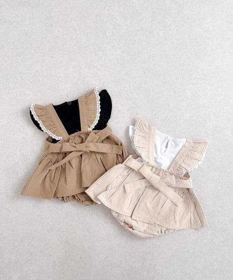 即納 m-kids  Linen frill suit