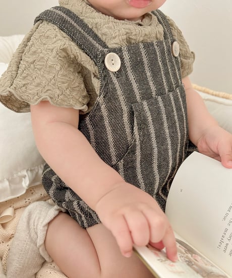 即納 nunubiel Linen rompers bonet set
