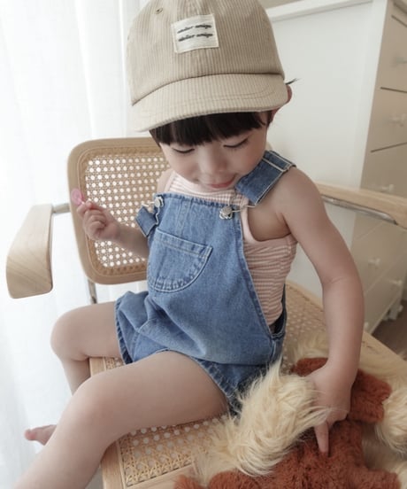 即納 Denim suspender pants