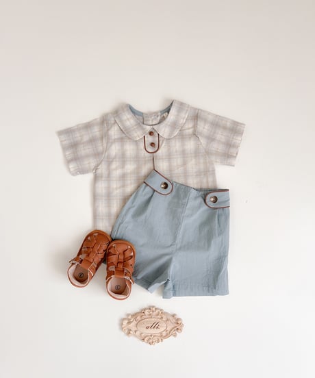 即納　OREN   check round collar set
