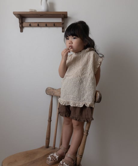 予約mimi market Line frill sleeveless top