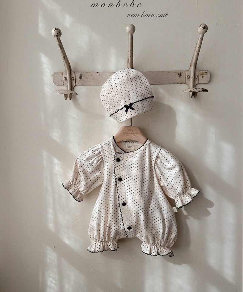 【monbebe】glory suit & bonnet 即納monbebe Dot glory suit (bonet set) | alli.