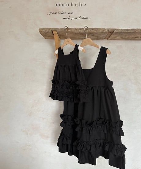 即納 monbebe Mono frill one piece (ママとお揃い)