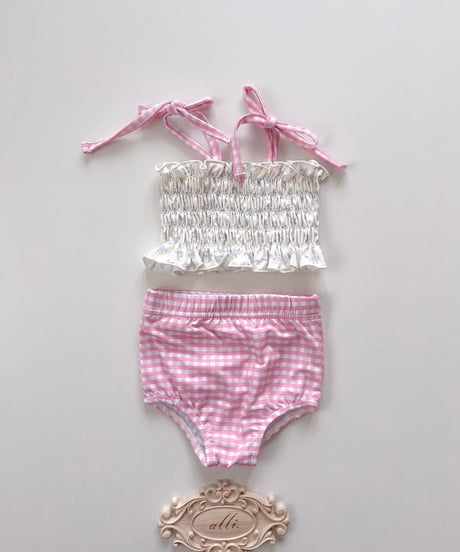 一部即納 melikey Lily check swim set