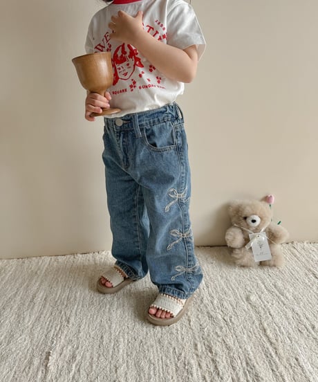 即納ribbon wide denim