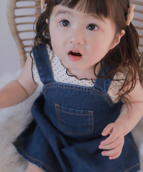 即納monbebe Bongbong denim suspender skirt
