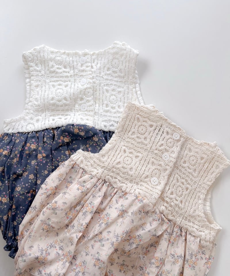 り*ご様 【未使用タグ付き】SOFT LACE FLOWER ROMPERS ブ 一部即納 Crochet Flower Rompers | alli.