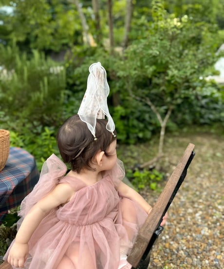 即納shoulder ribbon tulle dress