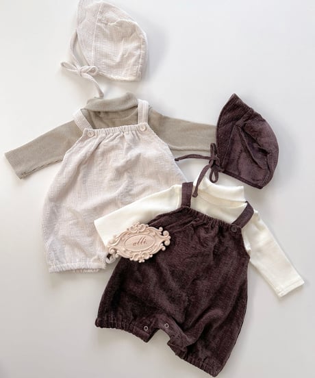 即納  Clap rompers bonnet set