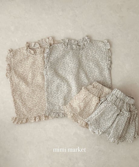予約mimi market Line frill sleeveless top