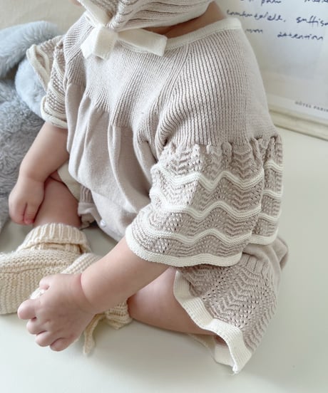 即納wave knit rompers