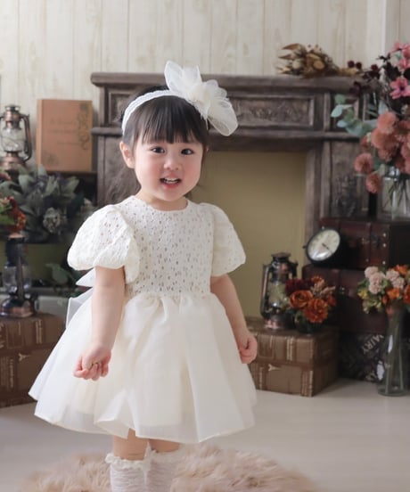 即納hibye  balloon sleeve flower flare dress