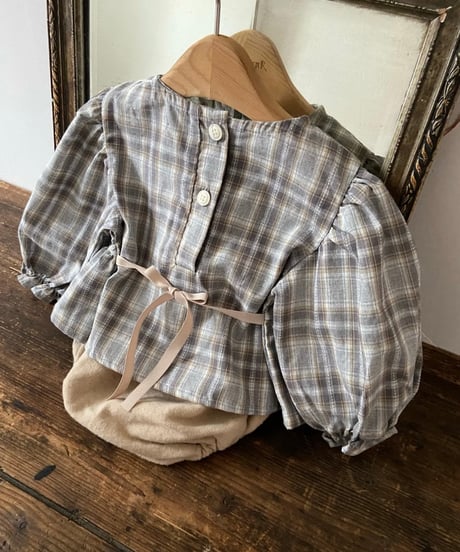 即納 Anne shirley Autumn Plaid Ribbon Blouse set