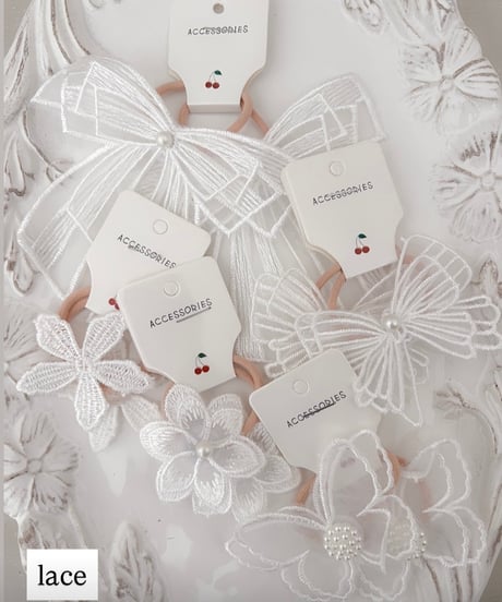 即納lace ribbon hair tie set