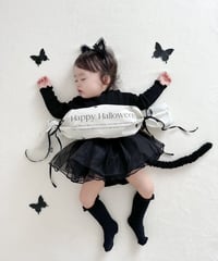 一部即納black volume tulle rompers