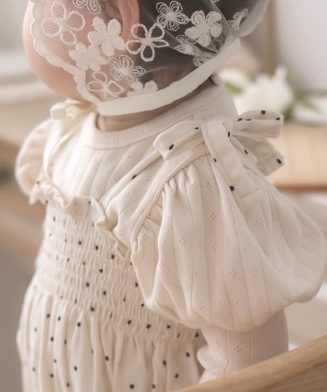 即納dot ribbon bustier rompers