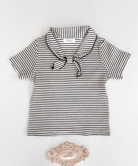 即納Milk stripe sailor  T-shirt