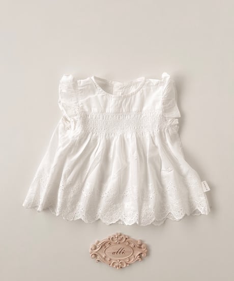 即納shirring frill blouse
