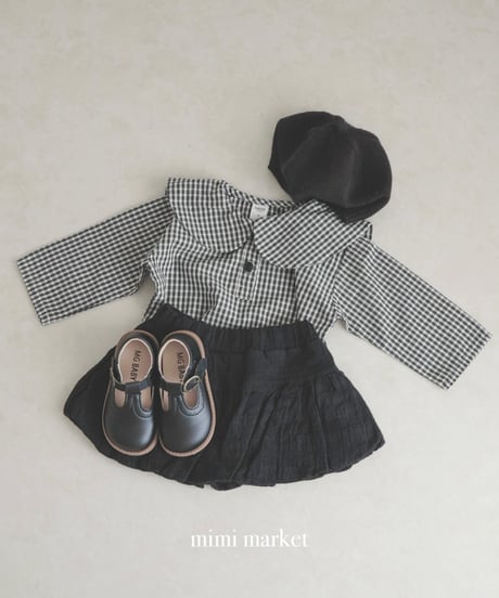 即納 mimi market Check sailor blouse
