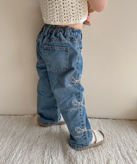 即納ribbon wide denim