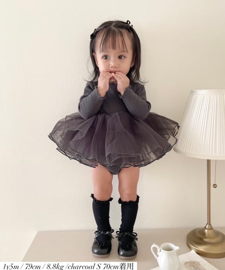 即納volume tulle rompers