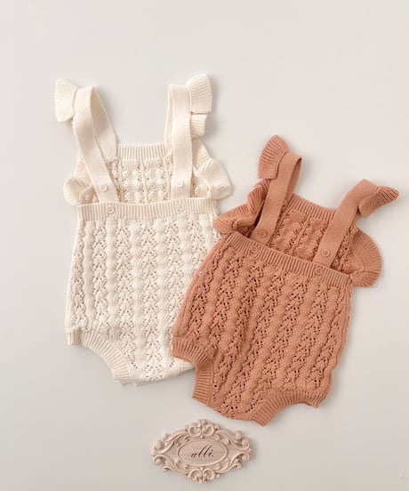即納2way eyelet knit salopette
