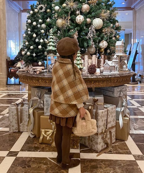 即納Classic check cape coat
