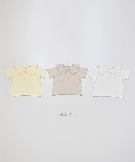 即納 bebe nine Frill round collar tee